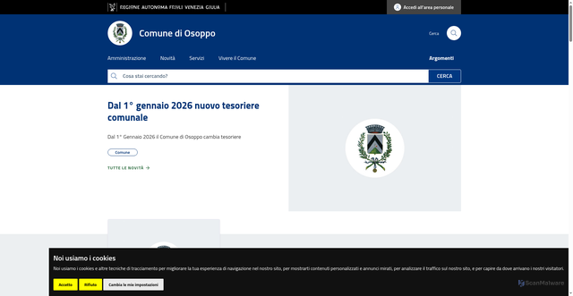 Security scan screenshot of https://www.comune.osoppo.ud.it/