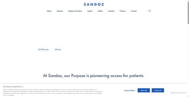 Security scan screenshot of https://sandoz.com