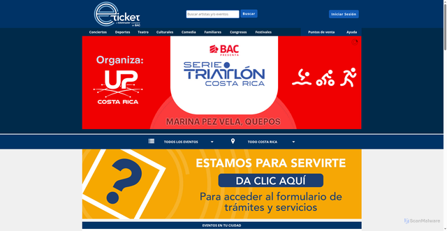 Security scan screenshot of https://eticket.cr