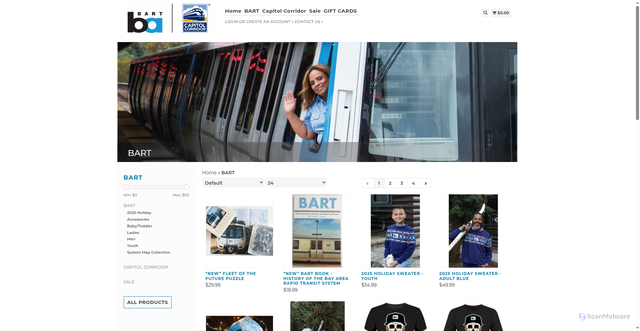 Security scan screenshot of https://www.railgoods.com/bart/