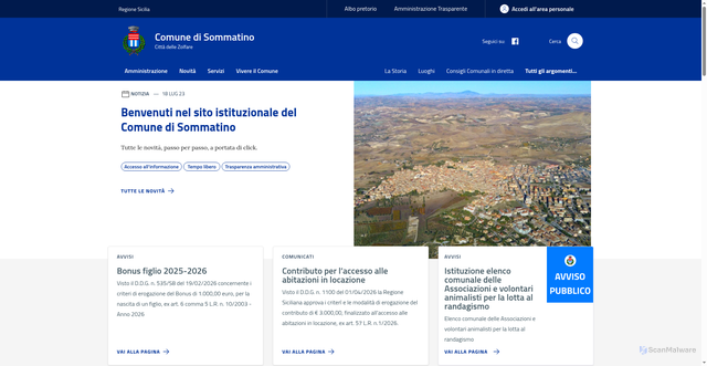 Security scan screenshot of https://www.comune.sommatino.cl.it