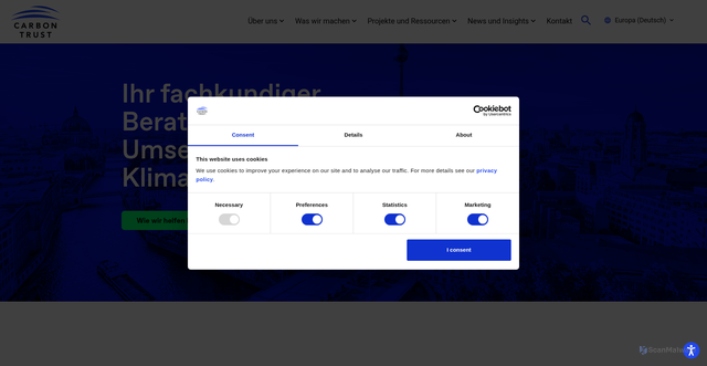 Security scan screenshot of https://www.carbontrust.com/de