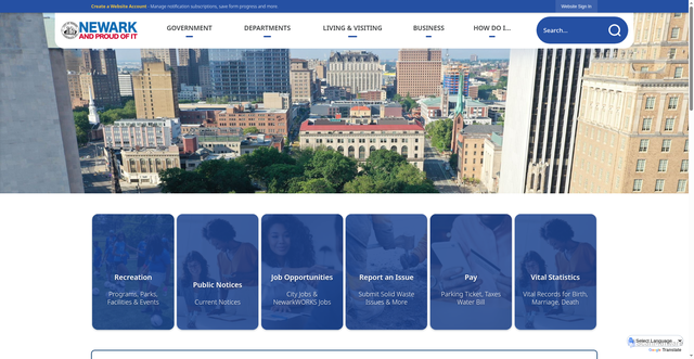 Security scan screenshot of https://www.newarknj.gov/