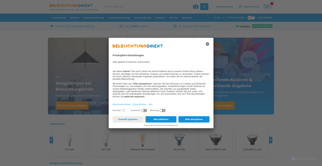 Security scan screenshot of https://beleuchtungdirekt.de