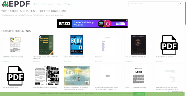Security scan screenshot of https://epdf.pub