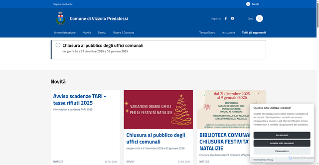 Security scan screenshot of https://comune.vizzolopredabissi.mi.it:443/
