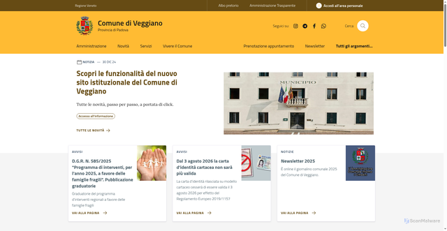 Security scan screenshot of https://www.comune.veggiano.pd.it/