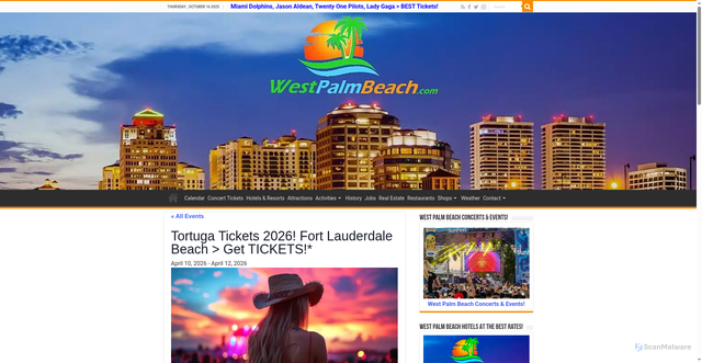 Security scan screenshot of https://www.westpalmbeach.com/event/tortuga-music-festival-tickets-lineup-fort-lauderdale-south-fl/