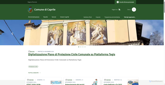 Security scan screenshot of https://www.comune.caprile.bi.it/