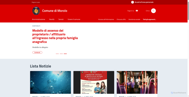Security scan screenshot of https://www.comune.morolo.fr.it