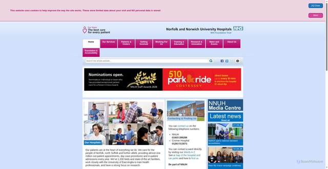 Security scan screenshot of http://www.nnuh.nhs.uk