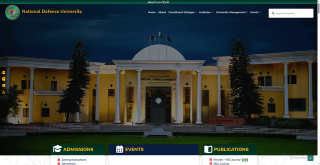 Security scan screenshot of https://ndu.edu.pk