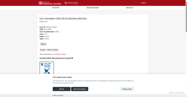 Security scan screenshot of https://produccioncientifica.ucm.es/documentos/65ce66a7346cd26ee5a15b22?lang=en