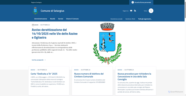 Security scan screenshot of https://www.comune.selargius.ca.it/