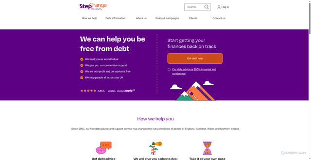Security scan screenshot of https://www.stepchange.org
