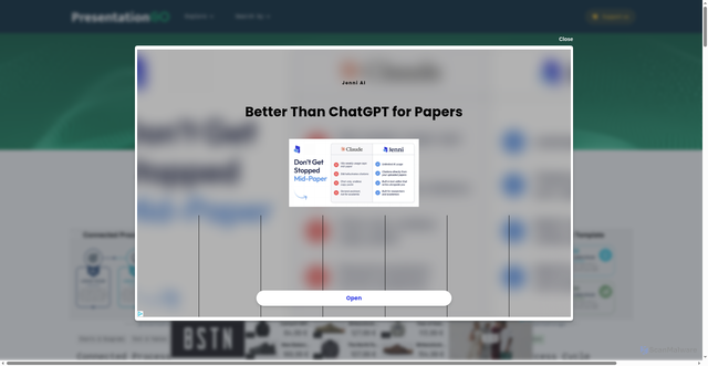 Security scan screenshot of https://www.presentationgo.com