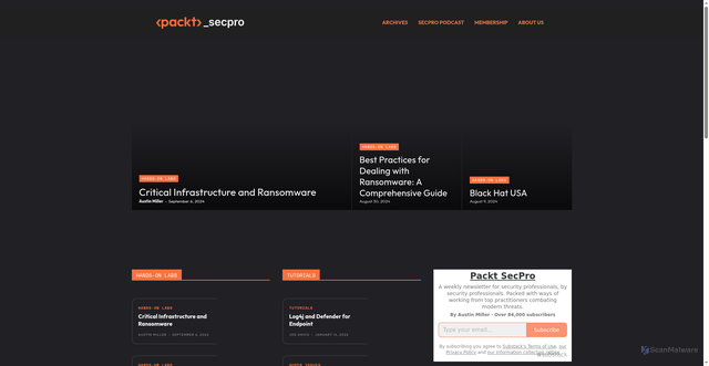 Security scan screenshot of https://security.packt.com/