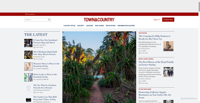 Security scan screenshot of https://townandcountrymag.com