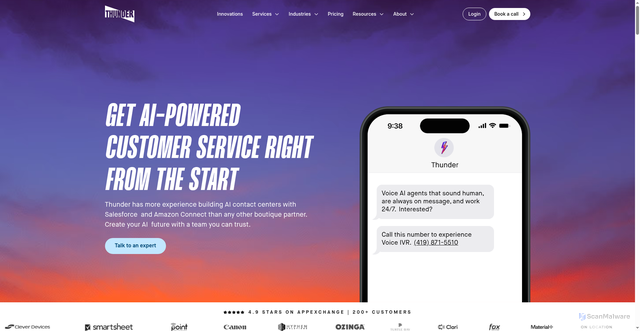 Security scan screenshot of https://thundersf.com/