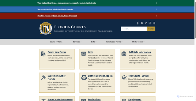 Security scan screenshot of https://www.flcourts.gov/