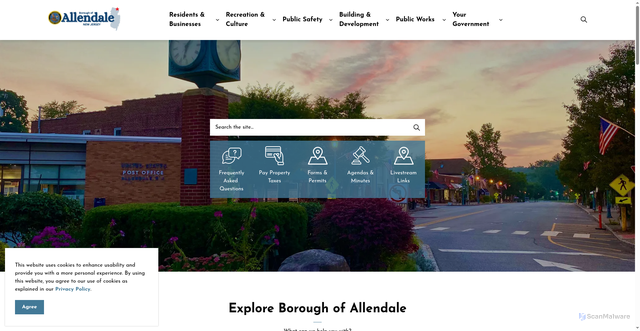 Security scan screenshot of https://www.allendalenj.gov/