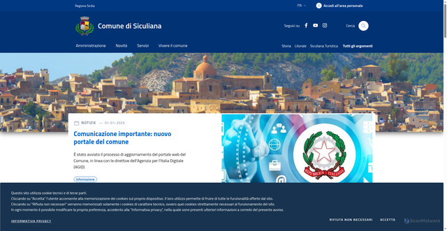 Security scan screenshot of https://www.comune.siculiana.ag.it/
