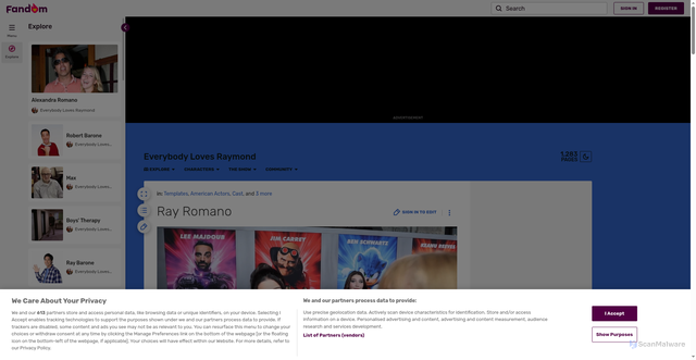 Security scan screenshot of https://raymond.fandom.com/wiki/Ray_Romano
