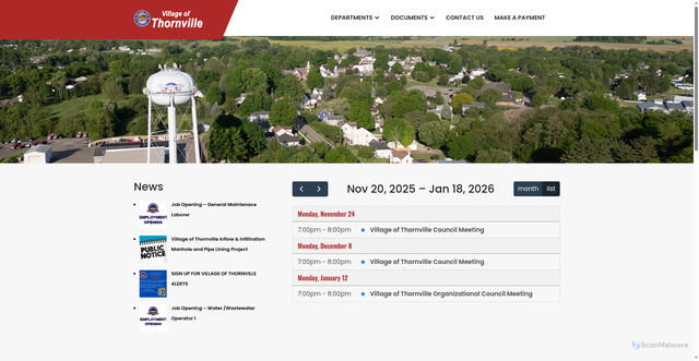 Security scan screenshot of https://thornville.gov/