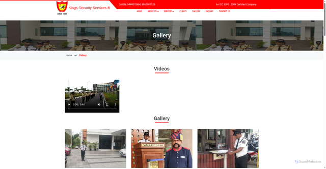 Security scan screenshot of http://kingssecurityservices.embassyhost.in/gallerys.html