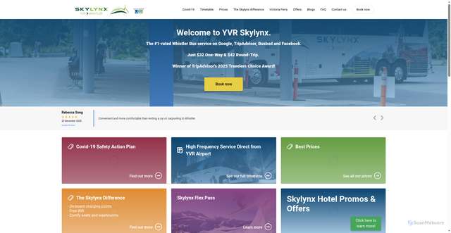 Security scan screenshot of https://yvrskylynx.com/