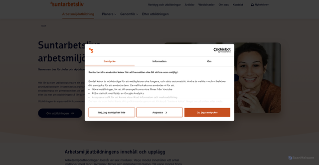 Security scan screenshot of https://arbetsmiljoutbildningen.se
