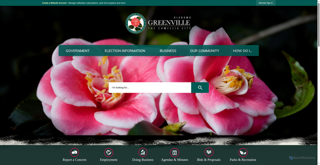 Security scan screenshot of https://greenvilleal.gov/