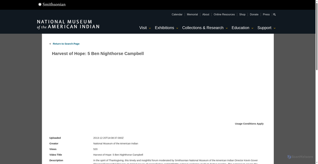 Security scan screenshot of https://americanindian.si.edu/collections-search/object/yt_b4fVwMrsBv4