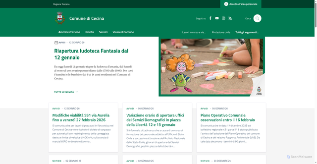 Security scan screenshot of https://www.comune.cecina.livorno.it/