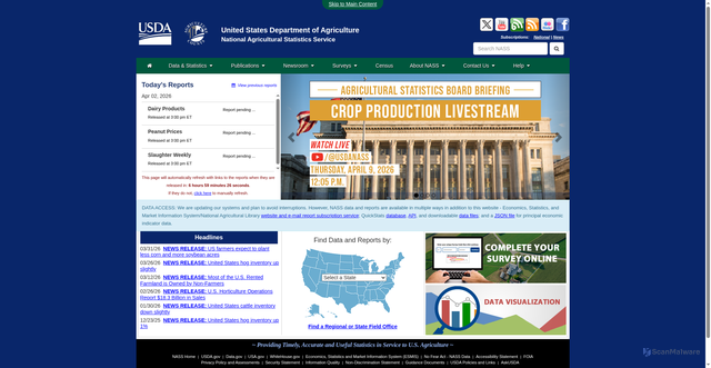Security scan screenshot of https://www.nass.usda.gov