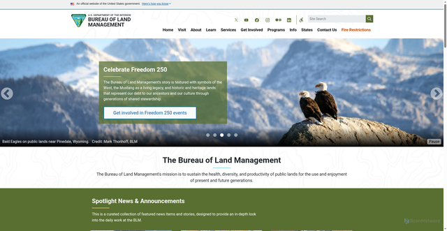 Security scan screenshot of https://www.blm.gov