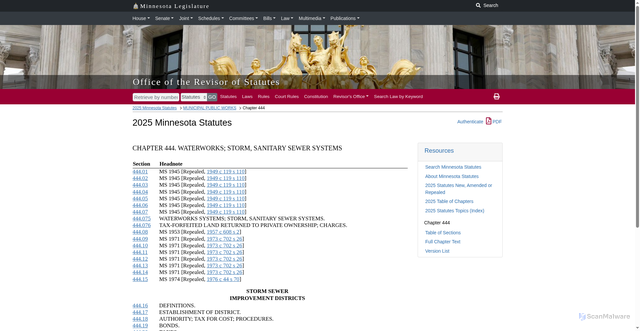Security scan screenshot of https://www.revisor.mn.gov/statutes/cite/444