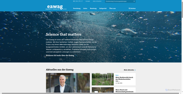 Security scan screenshot of http://www.eawag.ch