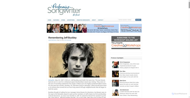 Security scan screenshot of https://performingsongwriter.com/jeff-buckley/