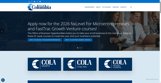 Security scan screenshot of https://columbiasc.gov/