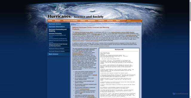 Security scan screenshot of https://hurricanescience.org/science/forecast/forecasting/forecastproducts/index.html