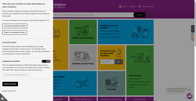 Security scan screenshot of https://www.birmingham.gov.uk/