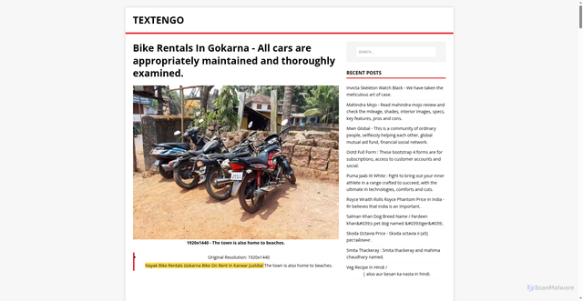 Security scan screenshot of https://tensortuk.pages.dev/post/bike-rentals-in-gokarna/