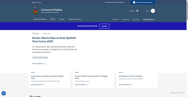 Security scan screenshot of https://www.comune.pollina.pa.it