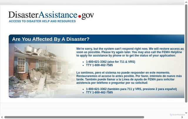 Security scan screenshot of https://disasterassistance.gov/