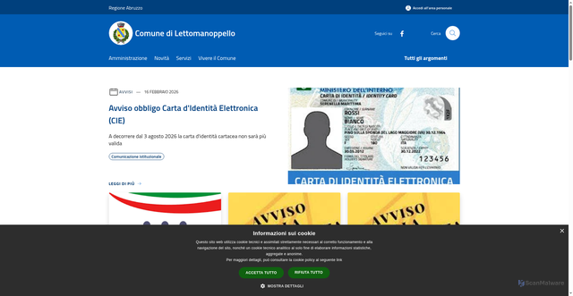Security scan screenshot of https://www.comune.lettomanoppello.pe.it/it