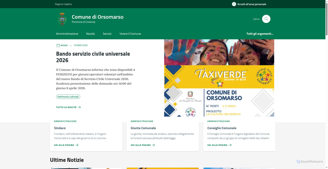 Security scan screenshot of https://www.comune.orsomarso.cs.it