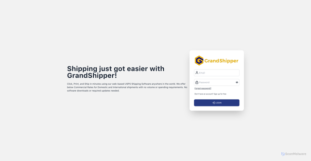 Security scan screenshot of https://app.grandshipper.com