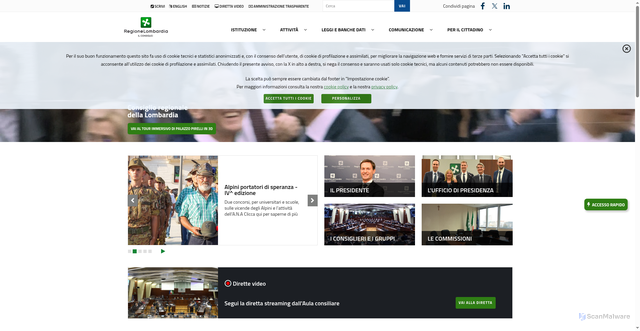 Security scan screenshot of https://www.consiglio.regione.lombardia.it/