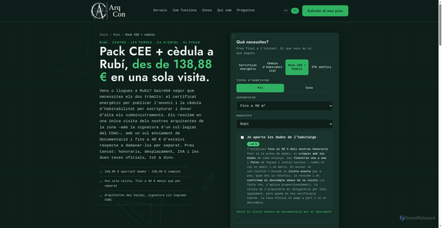 Security scan screenshot of https://arqcon-web.pages.dev/ca/pack-cee-cedula-rubi/